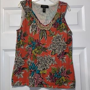 Cable & Gauge Stretchy Colorful Multicolor Floral Tank Top Camisole Cami Size M